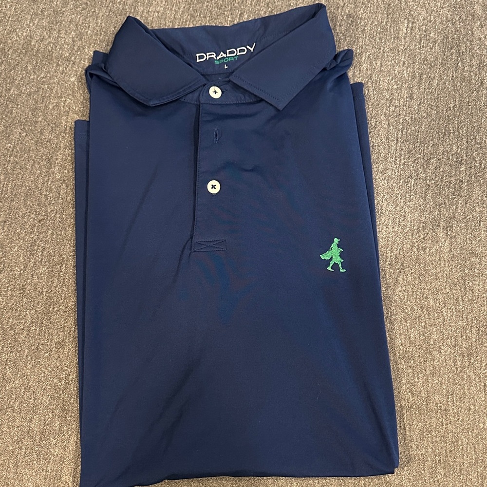 Draddy Bright Navy Golf Polo Shirt with Green Logo